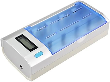 Universal Smart Battery Charger - LCD Display for AA/AAA/C/D/9V Ni-MH Ni-CD Rechargeable Batteries with Claimshell Cover and Over Temperature Protection