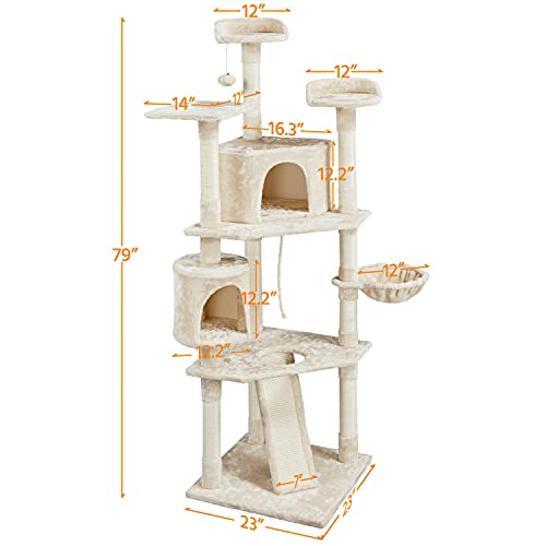 Yaheetech MultiLevel Cat Trees Cat Towers 79in Cat Tree for Indoor