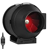 TerraBloom 4" Quiet Inline Duct Fan, 188 CFM with Built-in Variable Speed Controller, ETL Listed, Pre-Wired - for Heating, Cooling, Ventilation, Airflow Booster, Hydroponics, Grow Tents