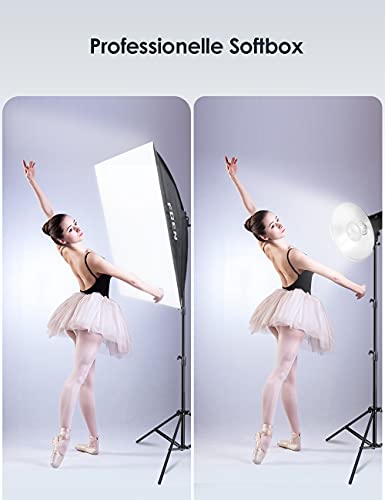 E27 85W Glühbirne LED Video Licht 2700-6400K Einstellbar mit Fernbedienung Studio Licht Energiesparend 20000 Stunden Lebensdauer Beleuchtung für Produktfotografie Fotostudio,Softbox Zubehör(2 Pack)