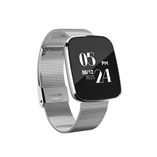 Lisin V6 Bluetooth 4.0 LED Heart Rate Smart Sports Wrist Watch Bracelet Sport Watches (Silver)