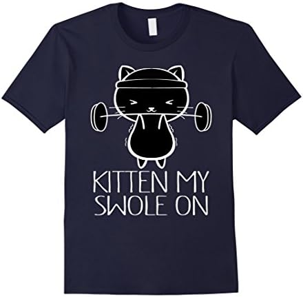 Men's Kitten My Swole On Shirts, Funny Cat Lover T-Shirt Medium Navy