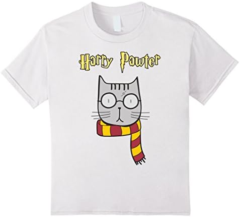 Kids Harry Pawter Funny T-Shirt Cute Magic Cat With Glasses Gift 6 White