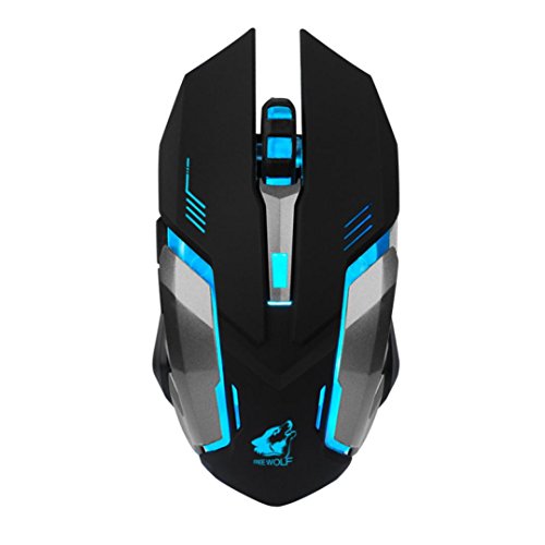 Fullfun FREE WOLF Rechargeable X7 Wireless Sound off LED Backlit USB Optical Gaming Mouse (Black)
