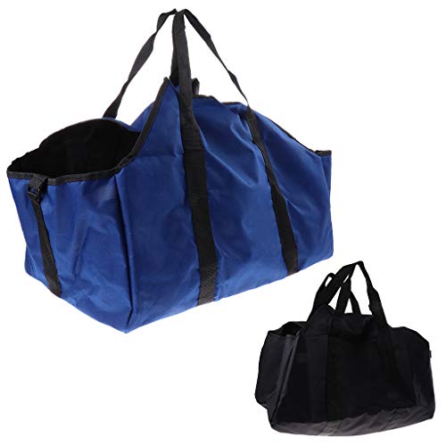 Prettyia Foldable Camping Storage Bag Firewood Rack Firewood Carrier with Adjustable Strap and Handles Outdoor Helper - Blue