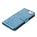 Auroralove 019 Handmade Bling Rhinestone Soft Slim Flip Stand Wallet Iphone 6/6s 4.7 Flower Butterfly PU Leather Case for Girls Women-Blue