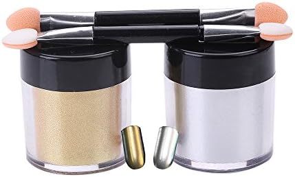 Angeltyr Mirror Powder Golden Silver 2 Box 5g Pigment Powder Chrome Pigment Nail Glitter Power Dust Nail Sequins