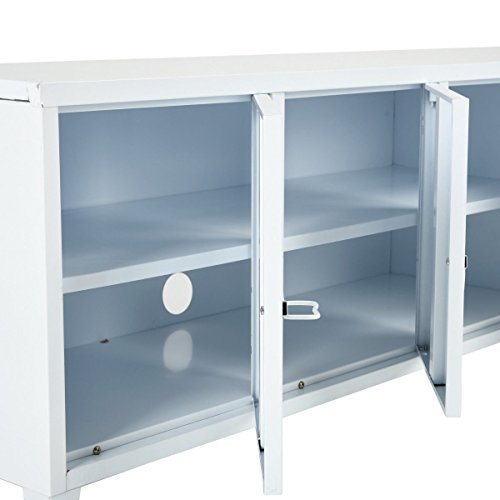 HouseinBox Office File Storage Metal Cabinet 3 Door Cupboard Locker Organizer Console Stand 3-in-1,Black (White) - Thumbnail 4
