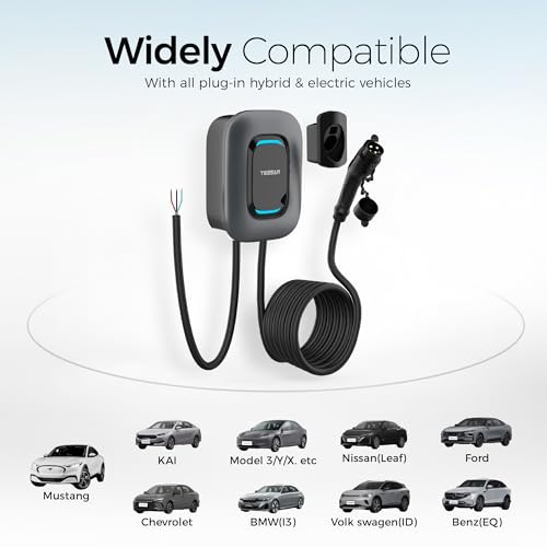 TESSAN Cargador para Vehículo Eléctrico, 48A/240V Cargador EV Inteligente Nivel 2 con Conexión Bluetooth/WiFi, Estación de Carga Rápida con Cable de 25 pies (7.5 m)