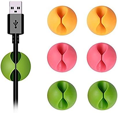 KCLIPS Cable Clips - Multipurpose Cable Clips, Cord Management System, Desktop Cable Organizer (6 Pcs, Pink Green Yellow)