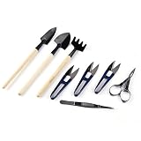 ZELAR MADE Bonsai Set 8 Pcs - Include Pruner,Fold Scissors,Mini Rake,Bud & Leaf Trimmer Set