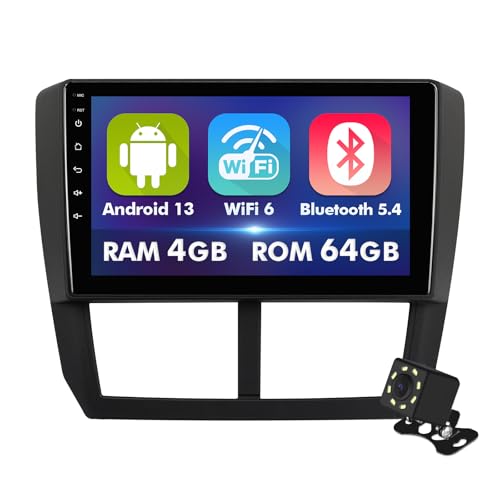Photo 1 of 9 Inch IPS Touchscreen Android 13 Car Stereo for Subaru Forester 2008-2012 Impreza 2008-2011 with Wireless CarPlay & Android Auto 4+64GB Car Radio, Support GPS, WiFi 6, Bluetooth,5.4, Backup Camera,