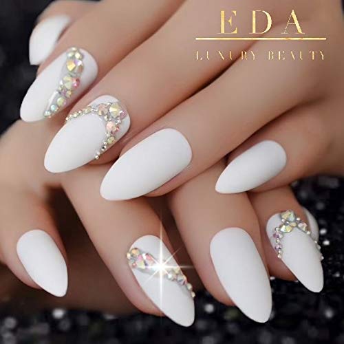 EDA LUXURY BEAUTY WHITE MATTE 3D LUXE CRYSTAL DESIGN Press On Nails Full Cover Acrylic Nail Kit Artificial Nail Tips False Nails Extra Long Oval Round Pointed Almond Stiletto Nail Art Fake Nails 1 EDA LUXURY BEAUTY WHITE MATTE 3D LUXE CRYSTAL DESIGN Press On Nails Full Cover Acrylic Nail Kit Artificial Nail Tips False Nails Extra Long Oval Round Pointed Almond Stiletto Nail Art Fake Nails