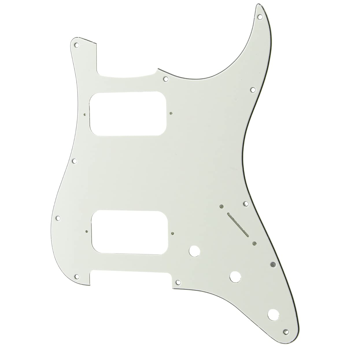 Musiclily Pro 11 Holes Round Corner HH Strat Pickguard 2 Humbuckers for American/Mexican Fender Standard Stratocaster Electric Guitar, 3Ply Aged White