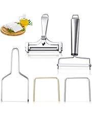 5 Pieces Cheese Slicer Stainless Steel Cheese Cutter Stainless Steel Adjustable Thickness Cheese Slicer Cheese Cutter with Wire Kitchen Cooking Tool to Cut Soft and Semi-hard Cheeses