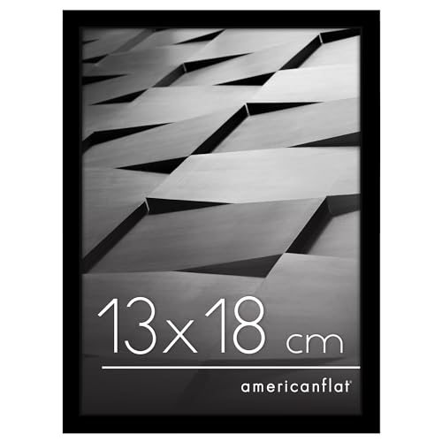 Americanflat 13x18 cm Picture Frame with Shatter-Resistant Glass - Streamline Collection - Thin Border Photo Frame for Tabletop and Wall Display - Hanging Hardware and Easel Stand Included - Black