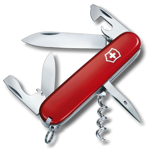 Schweizer Taschenmesser, Spartan, Multitool, Swiss Army Knife mit 12 Funktionen, Klinge, Korkenzieher, Rot