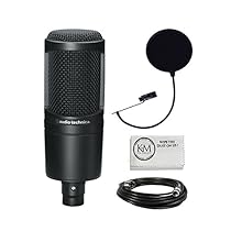 Audio Technica AT2020 Condenser Studio Microphone Bundle with Pop Filter and XLR Cable
