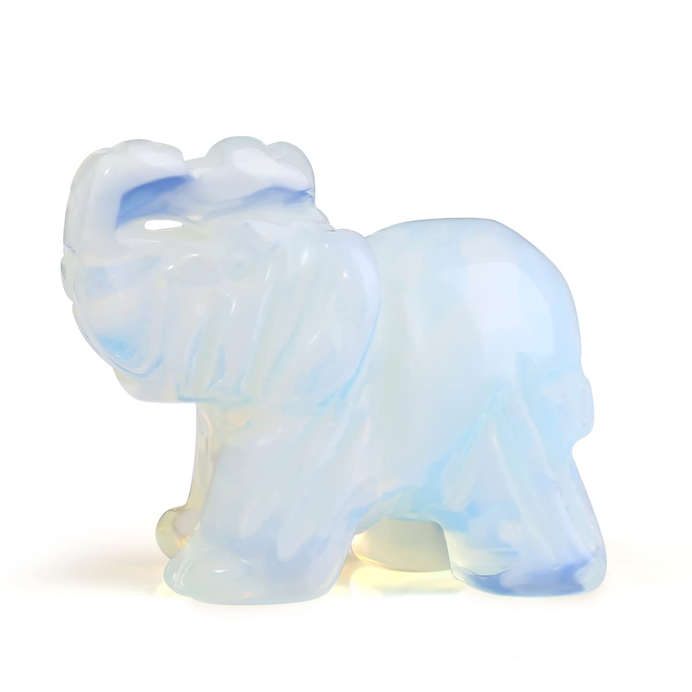 XIANNVXI Opalite Crystal Elephant Ornament Figurine Statue Opal Crystal Gemstone Opalite Stone Elehphant Cute Shelf Ornament for Shelve Desk Table Shelf Decor 1.5"
