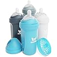 Herobility Double Anti-Colic Baby Bottles – 8.5 fl oz/240ml – 4-Pack – Multicolor - White, Gray, Iron Blue, Blue