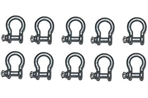 MarineNow 7/16" US Type Drop Forged Galvanized Bow Shackle with Over Size Screw Pin for Anchor, Towing, Off Road Recovery (7/16" with 1/2" Pin 1-1/2 T WLL) Hot Dipped Galvanized