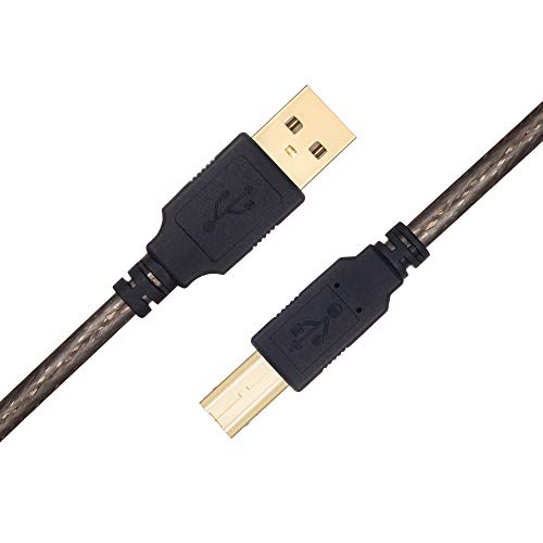 Tan QY Printer Cable 30ft, USB 2.0 High Speed Gold-Plated Connectors Printer Scanner Cable Cord A Male to B Male (Black-2, 30ft)