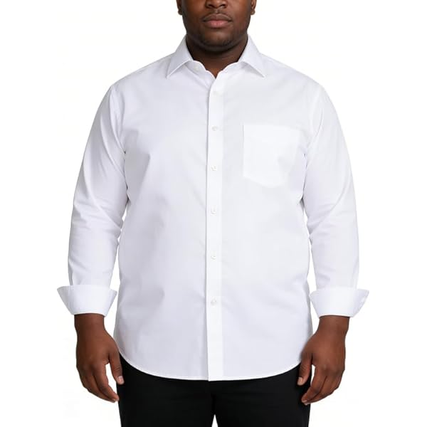 Gold Label Big and Tall Men's Short Sleeve Non-Iron Dress Shirt with Pocket  (Neck 18, Tall, White 502) at Amazon Men's Clothing store