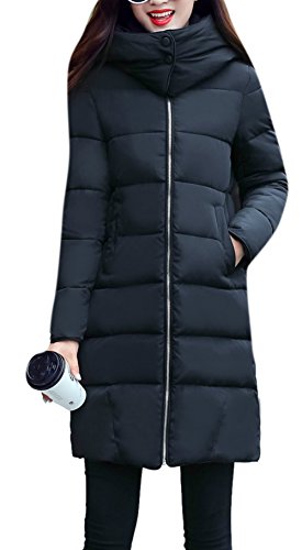 Lingswallow Women's Winter Packable Hooded Thickened Long Down Coat Jacket Black Lingswallow Women's Winter Packable Hooded Thickened Long Down Coat Jacket Black
