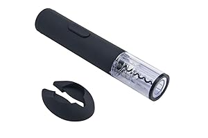 Kamenstein One Touch Electric Corkscrew & Wine Bottle Opener with Integrated Foil Cutter, Black, KEWBO-2024