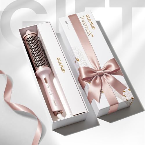 GLAMUP® Beauty Real Infrared Thermal Brush, Healthier Heat, Extended Barrel 45mm, Smooths Frizz, for Fine & Damaged Hair, Soft Waves & Face-Framing Flicks, Pink