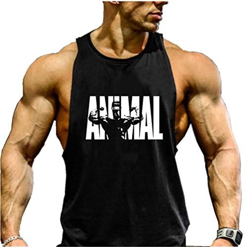 Mens Gym Vest Sleeveless Muscle Shirt Bodybuilding Animal Tank Top Stringers
