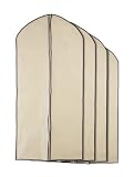 Garment Bags by Home Zone - 4 Pack of Breathable Garment Bag Clothes Covers - Protect Garments, Suits and Costumes - Ideal for Travel - Coffee & Cream Finish - Includes 4 Large Size Garment Bags (130cms 60cms)