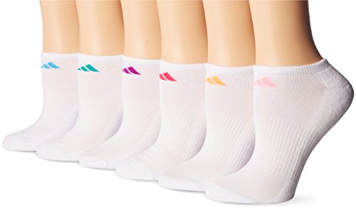 adidas Women's Athletic No Show Socks (6 Pack), Shock Purple/Bright Cyan/Shock Mint/Pink Glow, Shoe Size 5-10