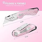 FANTASTICAR-Folding-Utility-Knife-Gift-Box-Cutter-Lightweight-Plume-Type-Body-with-5-Piece-Extra-Blades-Pink
