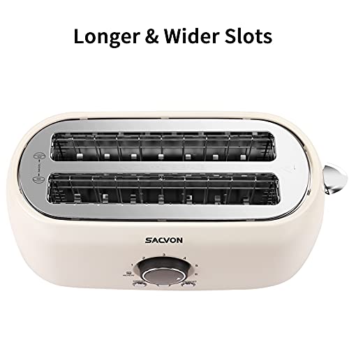 Toaster 4 slice, Toaster 2 long slot, SACVON Stainless Steel Toaster