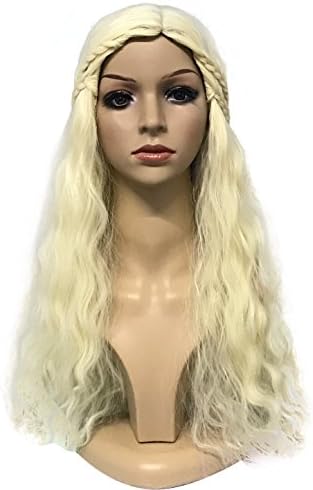 Fluffy Cosplay Wigs for Game of Thrones Daenerys Long Curly Blonde Hair Women Synthetic Wigs
