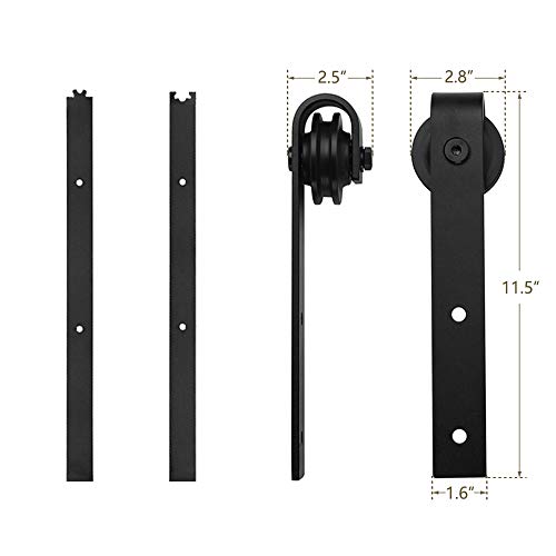 Homlux 8ft Heavy Duty Sturdy Sliding Barn Door Hardware Kit Double Door - Smoothly and Quietly - Simple and Easy to Install - Fit 1 3/8-1 3/4\