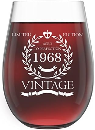 1968 50th Birthday Gifts for Women and Men Wine Glass - Funny Vintage Golden Anniversary Gift Ideas for Him or Her, Husband or Wife Wine Glass for Mom 15 OZ - Wine Glass Birthday Gifts