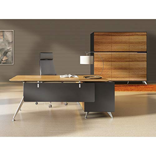Rye Studio Modern Executive Desk with Left Return Filing Cabinet Brown