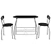Tangkula 3 Piece Dining Set Modern Metal Frame Glass Top Table and 2 Chairs Set Home Kitchen Bistro Pub Breakfast Furniture, Black and Silver