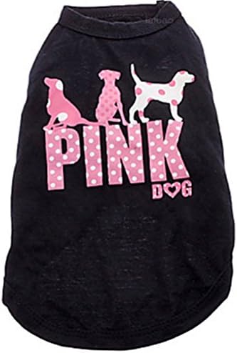 OLLYPET Small Dog Clothes for Puppy Girl – Pink Dog – Cute Cat Shirt Summer Vest Tank Top – Clothing for Chihuahua Yorkie Black Cotton Outfit for Pets L