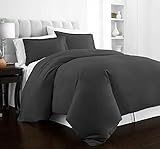 Beckham Hotel Collection Luxury Soft Brushed 2100 Series Microfiber Duvet Cover Set - Hypoallergenic - Full/Queen - Gray
