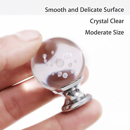IFOLAINA 10 Pcs Crystal Cabinet Knobs Round Glass Kitchen Cupboard Drawer Dresser Bookcase Pull Handle with 3 Size Screws