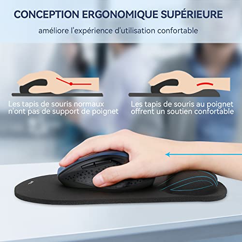 TECKNET Mouse Pad, Ergonomic Mouse Mat with Wrist Rest, Mousepad with Memory Foam, Wear-resistant, Washable, Perfect for Computer, Office, Work