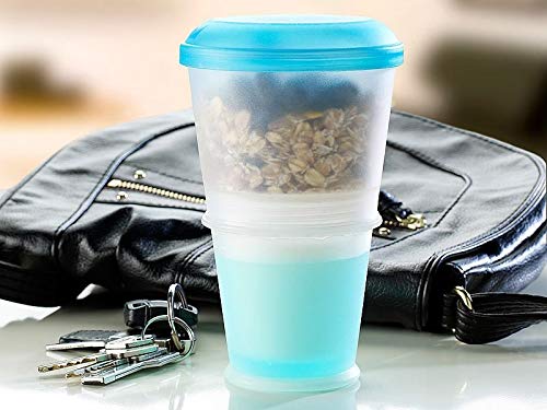 Rosenstein & Söhne Müsli-Lunchbox: 2er-Set Müsli-to-go-Becher mit Milch-Kühlfach & Löffel (Dose zum Mitnehmen, Joghurtbecher mit fach, Kühlung) – Bild 4