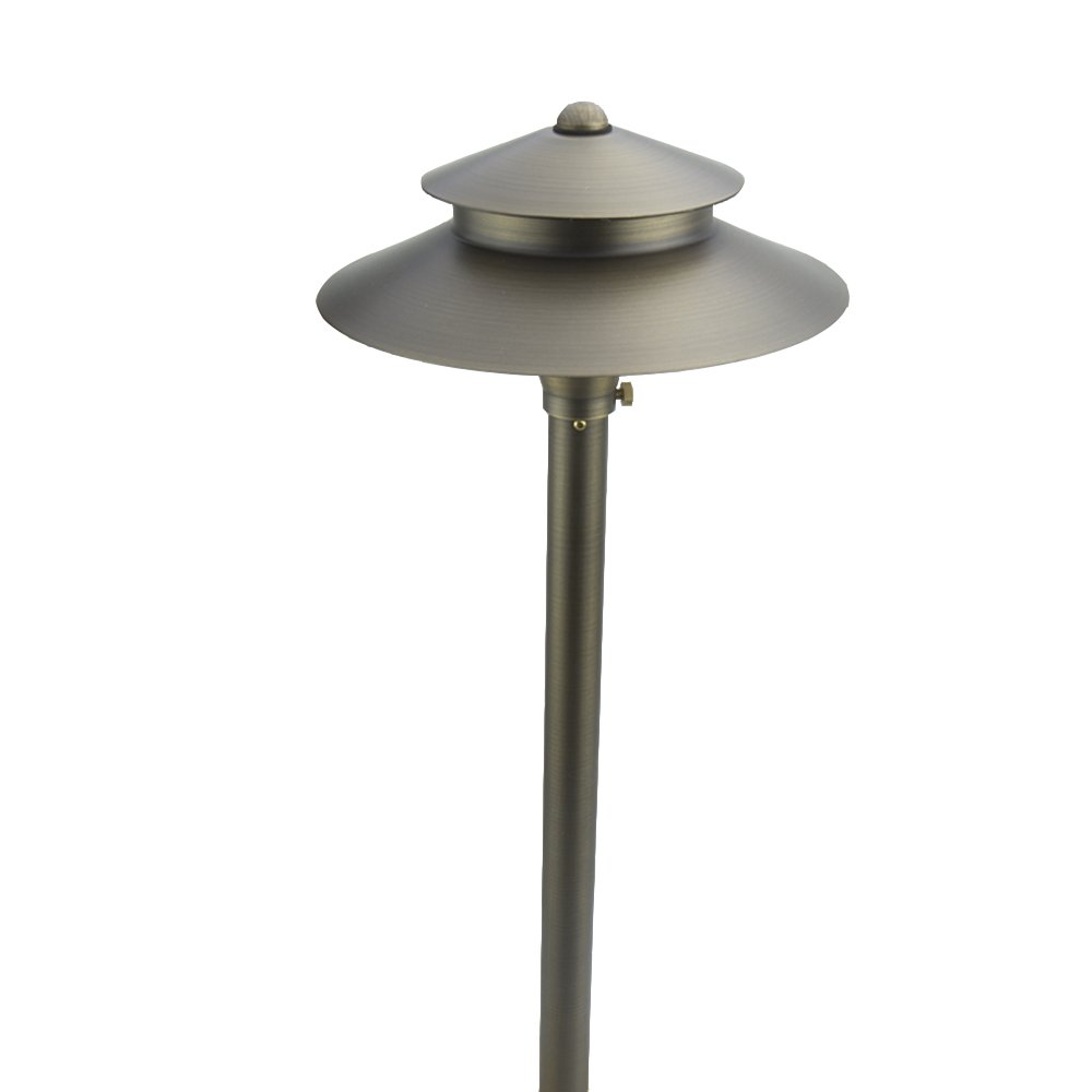 VOLT Lighting Stratum 9” Path & Area Light- Low-Voltage Solid Brass Two-Tier Landscape Light