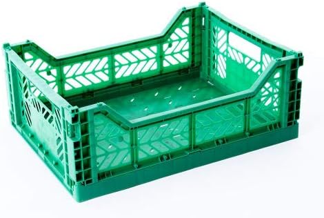 2 x AY-KASA - Midi-Box (Green) Collapsible Storage Bin Container Basket Tote, Folding Basket Crate Container : Storage, Kitchen, Houseware Utility Basket Tote Crate