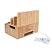 MobileVision Bamboo Charging Station Stand & Multi Device Organizer Charging Dock w/Extension Compartments for Desktop Storage use w/Smartphones/Tablets & Includes 5-USB Port Charger