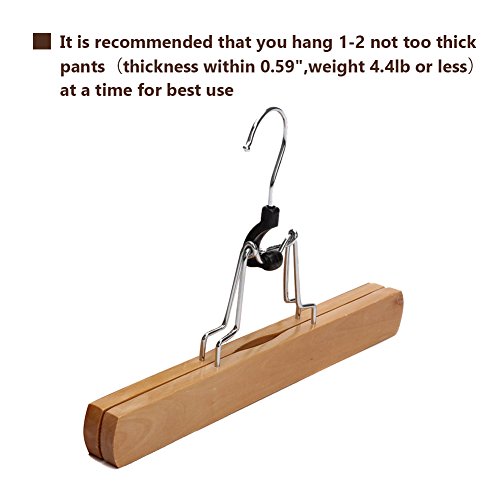 JS HANGER Natural Solid Wooden Collection Slack Hanger, Wood Skirt Hangers, Natural Polished, Set of 10 - Thumbnail 6