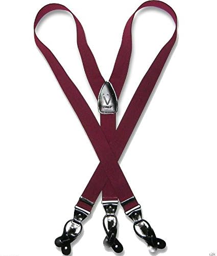 Men's Burgundy SUSPENDERS Y Shape Back Elastic Button & Clip Convertible by Armando